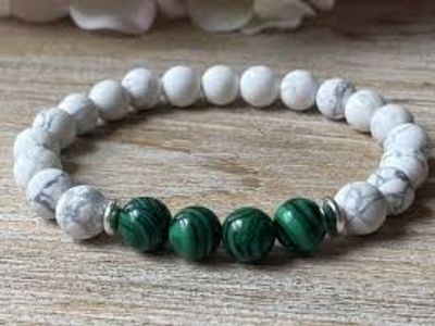 Natural Turquoise Stone Beaded Yoga Bracelet for Women Men Elastic Healing Gemstone Jewelry for Radiation Protection_img_2