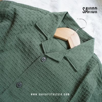 Light Olive Color Drop Shoulder Cuban Summer Shirt_img_3