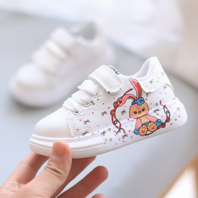 Baby White Cartoon Sneakers with Easy Velcro Closure Sneakers (1.5 to 3.5 years) for yours ANGEL_img_1
