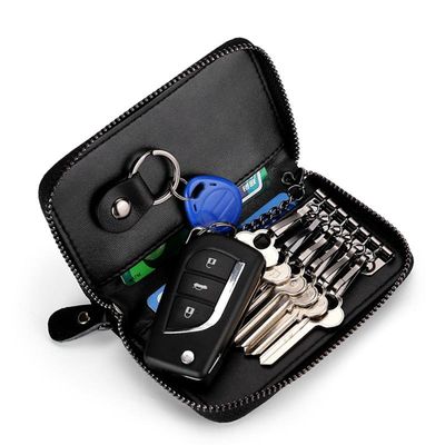 KroyShala Leather Key Ring Wallet – Black Key Holder Pouch Box for Men & Women – Durable Money Bag Style Organizer_img_0