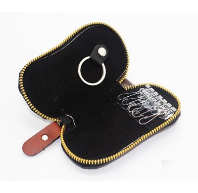 KroyShala Leather Key Ring Pouch – Multifunctional Black Wallet & Key Holder Box_img_1