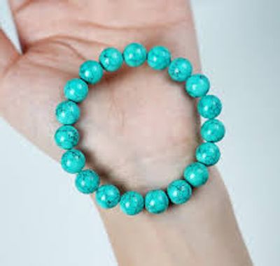 Natural Turquoise Stone Beaded Yoga Bracelet for Women Men Elastic Healing Gemstone Jewelry for Radiation Protection_img_0