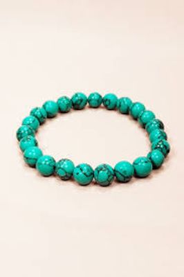 Natural Turquoise Stone Beaded Yoga Bracelet for Women Men Elastic Healing Gemstone Jewelry for Radiation Protection_img_2
