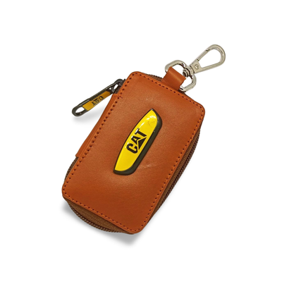 KroyShala 100% Leather Key Ring Wallet for Men – Zipper Keychain Pouch for Bikers, Car, Bike, Home, Office – Cat Style Design_img_1