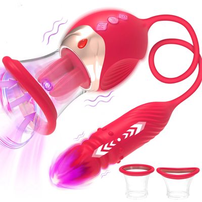 Tongue Licking Sucker 3 in 1 Sucking Vibrator Nipple Clitoral & G Spot Stimulator Licklip Vacuum Sex Toys For Women Couples 18+_img_0