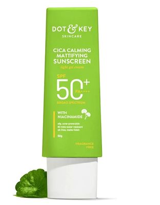 Dot & Key CICA Calming Mattifying Sunscreen SPF 50 PA++++ | For Oily Acne Prone & Sensitive Skin | UVA/UVB Protection | No White Cast, Ultra Light, Fragrance Free & Quick Absorbing | 50g & 80g_img_0