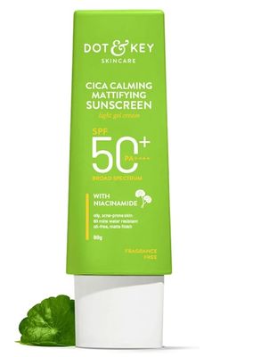 Dot & Key CICA Calming Mattifying Sunscreen SPF 50 PA++++ | For Oily Acne Prone & Sensitive Skin | UVA/UVB Protection | No White Cast, Ultra Light, Fragrance Free & Quick Absorbing | 50g & 80g_img_1