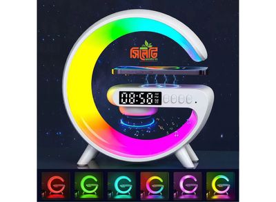 Smart Table Lamp with Wireless Charger, App Control,Sunrise WakeUp Light, RGB Lamp, Clock, Alarm, Mini Bluetooth Speaker, Dimmable Night Light Lamp Alarm Clock G63_img_0