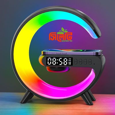 Smart Table Lamp with Wireless Charger, App Control,Sunrise WakeUp Light, RGB Lamp, Clock, Alarm, Mini Bluetooth Speaker, Dimmable Night Light Lamp Alarm Clock G63_img_2