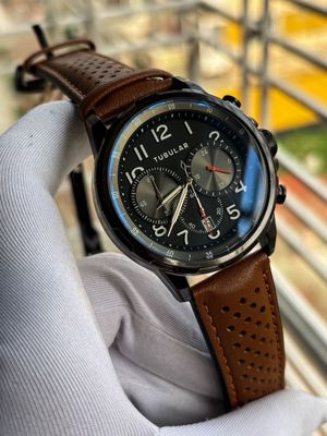Tubular Authentic Chrono Belt Brown Black Case Black Dial_img_0