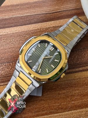 Sober patek Shape (2668 Model) |  6.6mm Slim | Dual Tone with Olive Dial_img_2