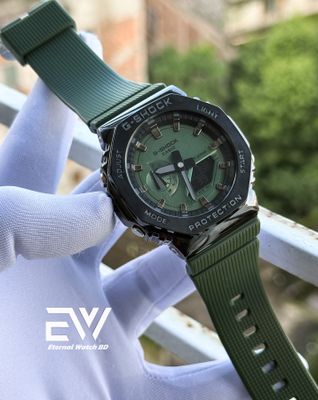 G SHOCK 2100 METAL BODY GREEN BELT SILVER CASE GREEN DIAL_img_0
