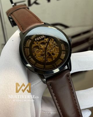 FOSSIL TOWNSMAN AUTO BLACK CASE BROWN BELT (AA)_img_0