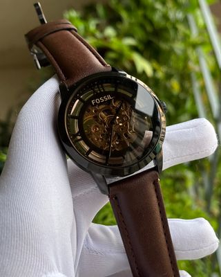 FOSSIL TOWNSMAN AUTO BLACK CASE BROWN BELT (AA)_img_1