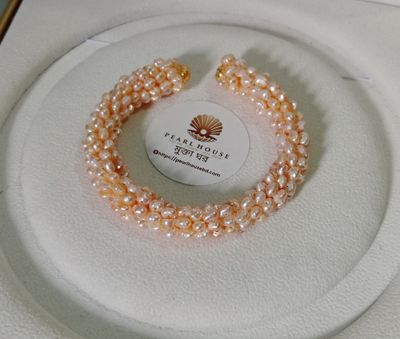 Premium Quality 0 Size Pink Pearl Adjustable Bangle Cum Bracelet, 1PCS_img_0