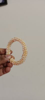 Premium Quality 0 Size Pink Pearl Adjustable Bangle Cum Bracelet, 1PCS_img_6