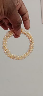 Premium Quality 0 Size Pink Pearl Adjustable Bangle Cum Bracelet, 1PCS_img_7