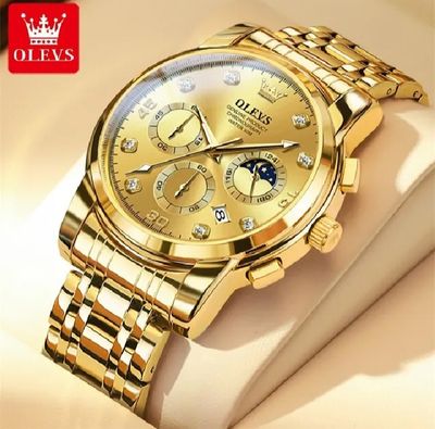 O'levs Watches for Men Diamond Business Dress Analog Quartz Stainless Steel Date Luxury Casual Fashion Wrist Watch Waterproof Luminous_img_2