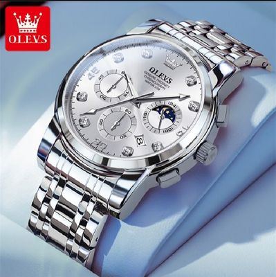 O'levs Watches for Men Diamond Business Dress Analog Quartz Stainless Steel Date Luxury Casual Fashion Wrist Watch Waterproof Luminous_img_3