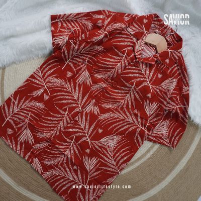 Crimson Palm Half Sleeve Shirt – Summer Cuban Collar Style