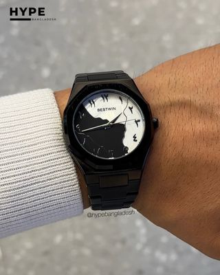 Black & White Arabic Dial Bestwin Stainless Steel Heavyweight Watch_img_0