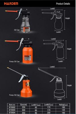 HARDEN 300ml Professional Pump Oil Can – Heavy Duty Steel Body with Flexible Metal Spout; Model : 670003_img_5