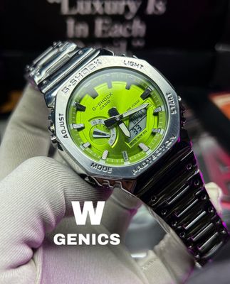 Gshock GA 2100 Chain Silver Green Dial_img_0