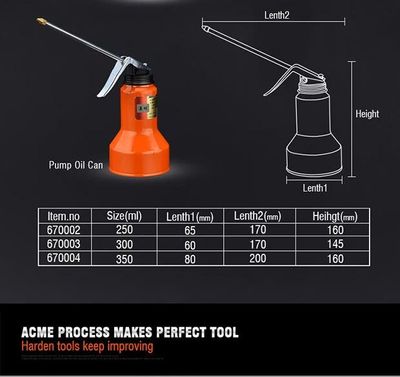 HARDEN 350ml Professional Pump Oil Can, High quality rust resistant steel Bottle; 670004_img_5