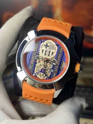 Jacob FC Barcelona Edition Belt Orange Silver Case Quartz_img_0