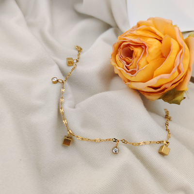 Gold small square rhinestone bracelet_img_1