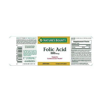 Nature’s Bounty Folic Acid 800 mcg Maximum Strength_img_1