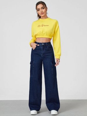 Zara dark wash cargo denim_img_0