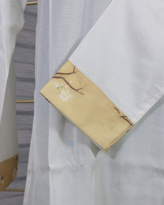 Men’s White Panjabi with Gold Printed Placket & Collar – Elegant Traditional Wear by Simple White (Punjabi BDT 4,990 + Pajama BDT 2,500)_img_2