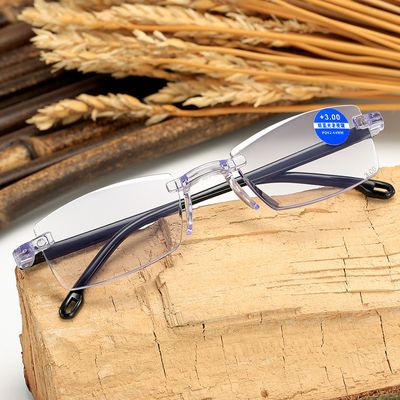 Anti-blue light presbyopic glasses running in rivers and lakes stall glasses wholesale ultra-light frameless Diamond trimming presbyopic glasses manufacturer_img_0