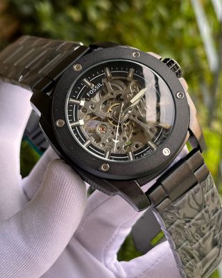 FOSSIL HEAVY CHAIN BLACK SILVER TONE (SEMI AAA)_img_1