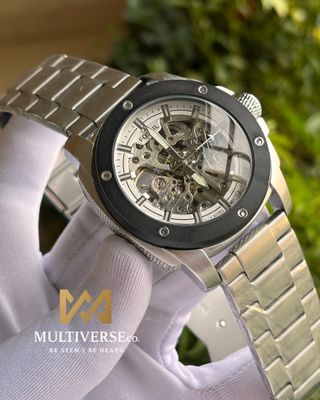 FOSSIL HEAVY CHAIN SILVER BLACK TONE (SEMI AAA)_img_0