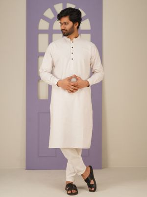 Oxford Cotton Panjabi – Off White | Regular Fit_img_3