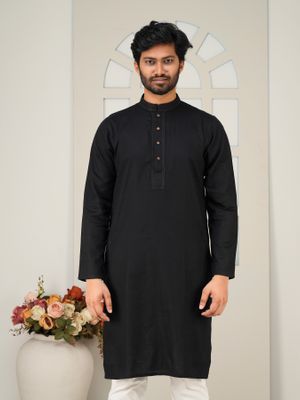 Classic Black Embroidered Panjabi_img_1