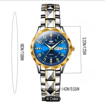 A New Digital Diamond-Shaped Dial Elegant Men'S Quartz Watch - Ipx7 Waterproof Rating Luminous Date And Day Display Alloy Strap - Fashionable And Trendy Versatile For Casual Wear Ideal Gift For Li 38_img_2