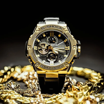Casio G-Shock Tought Solar Gold-ion-plated Black Resin Men's Watch- GST-B100GB-1A9_img_5