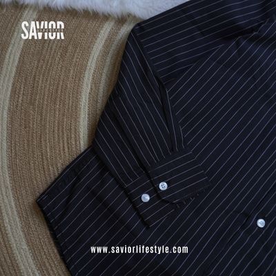 Deep Black Stripe - Old Money Full Sleeve Shirt_img_2