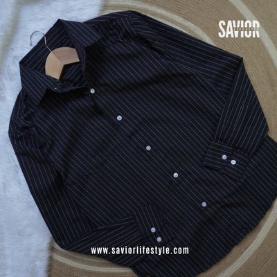 Deep Black Stripe - Old Money Full Sleeve Shirt_img_3