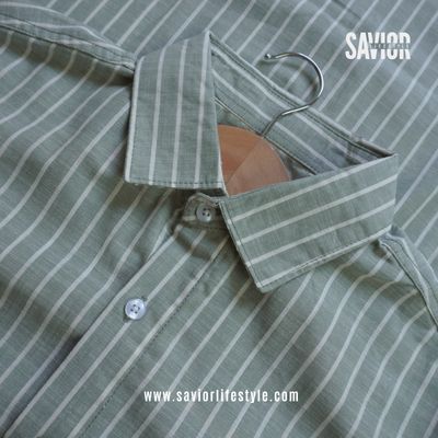 Light Olive Stripe - Old Money Full Sleeve Shirt_img_0