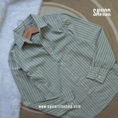 Light Olive Stripe - Old Money Full Sleeve Shirt_img_1
