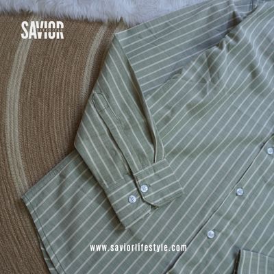 Light Olive Stripe - Old Money Full Sleeve Shirt_img_2
