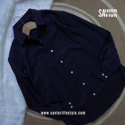 Deep Navy Stripe - Old Money Full Sleeve Shirt_img_1