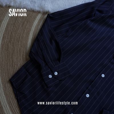 Deep Navy Stripe - Old Money Full Sleeve Shirt_img_2