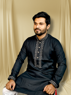 Elite embroidered black panjabi