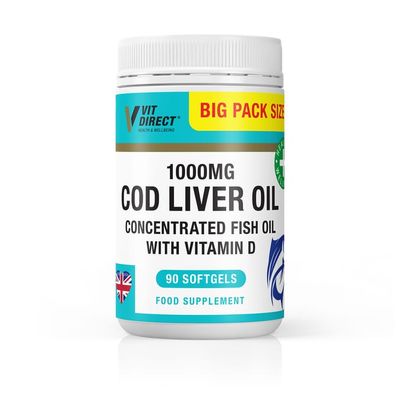 Cod Liver Oil with Vitamin D 90 Soft Gel Capsules - Made in UK_img_0