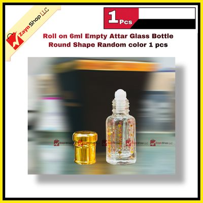 Empty Roll on Glass Attar bottle 6ml Round Shape Random color 1 pcs_img_0
